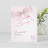 Pink Bow Winter Snowflake Girl 16th Birthday 招待状 (スタンド正面)