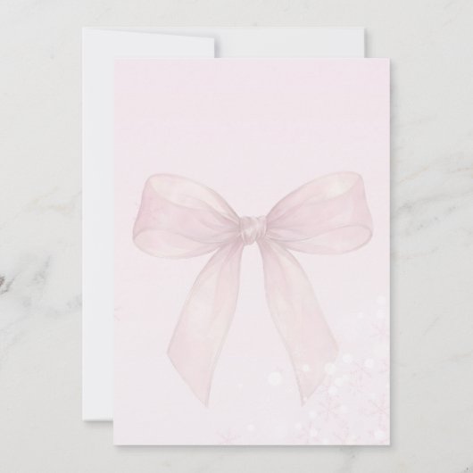Pink Bow Winter Snowflake Girl 16th Birthday 招待状 (裏面)