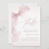 Pink Bow Winter Thirty Birthday Girl Party 招待状 (正面)