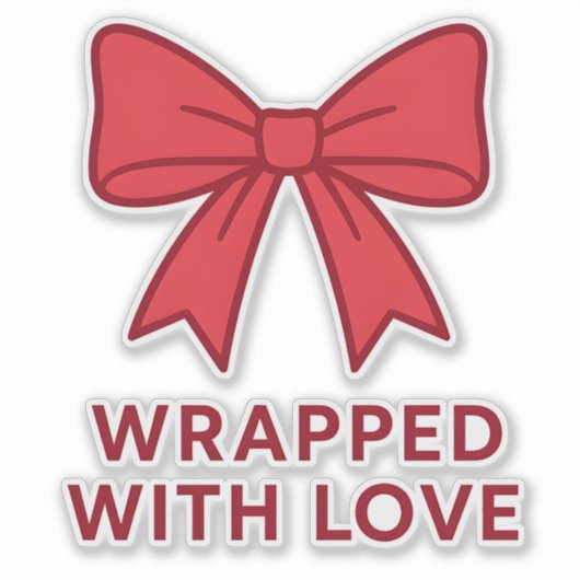 Pink Bow Wrapped With Love Coquette Aesthetic シール (正面)