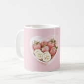 Pink Bowl of Fruit: strawberries & bananas コーヒーマグカップ (正面左)