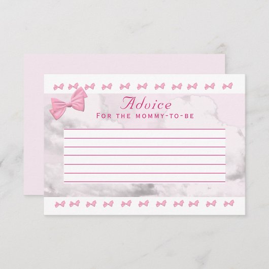 Pink Bows Baby Shower アドバイスカード