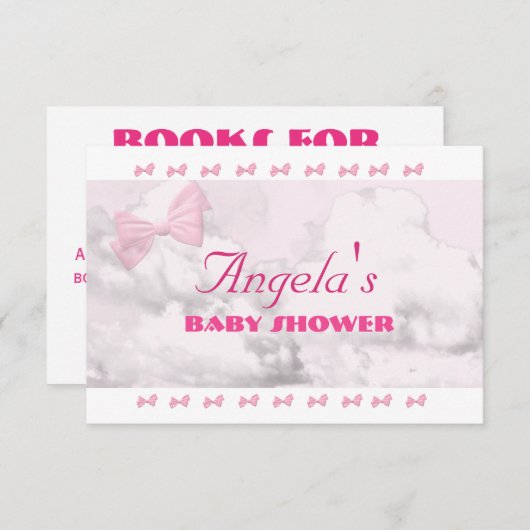 Pink Bows Baby Shower エンクロージャーカード (正面/裏面)