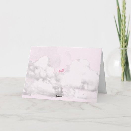 Pink Bows Baby Shower サンキューカード (裏面)