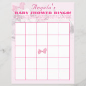 Pink Bows Baby Shower Bingo チラシ (正面)