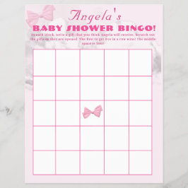 Pink Bows Baby Shower Bingo チラシ