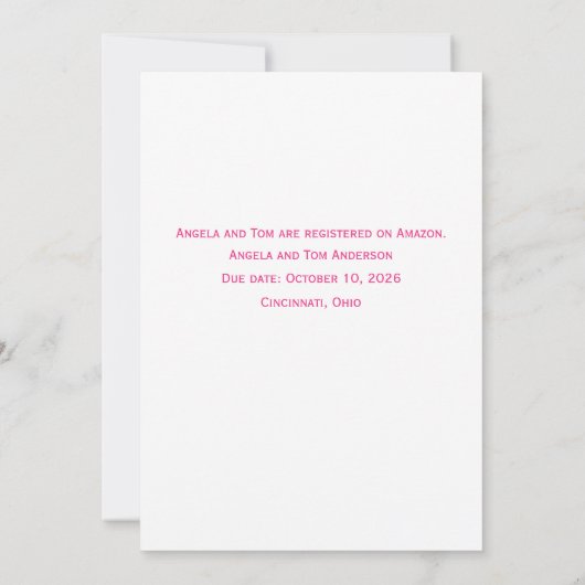 Pink Bows Baby Shower Invitation 招待状 (裏面)