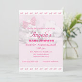 Pink Bows Baby Shower Invitation 招待状 (スタンド正面)