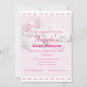 Pink Bows Baby Shower Invitation 招待状