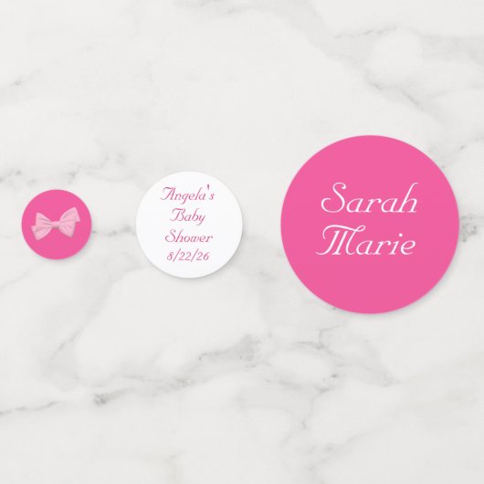 Pink Bows Baby Shower Personalized  コンフェッティ (裏面)