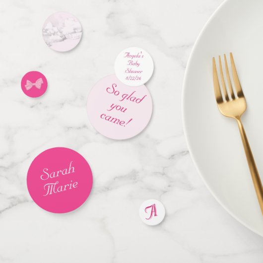 Pink Bows Baby Shower Personalized  コンフェッティ (グループ)