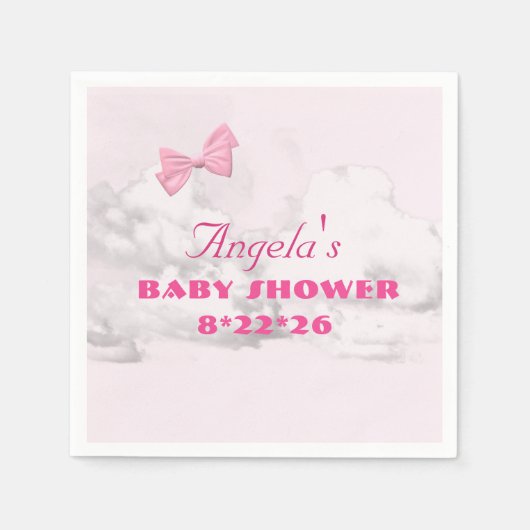 Pink Bows Baby Shower Personalized  スタンダードカクテルナプキン (正面)