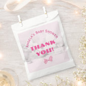 Pink Bows Baby Shower Personalized  フェイバーバッグ (クリップ留めされた状態)