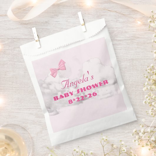 Pink Bows Baby Shower Personalized  フェイバーバッグ (クリップ留めされた状態)