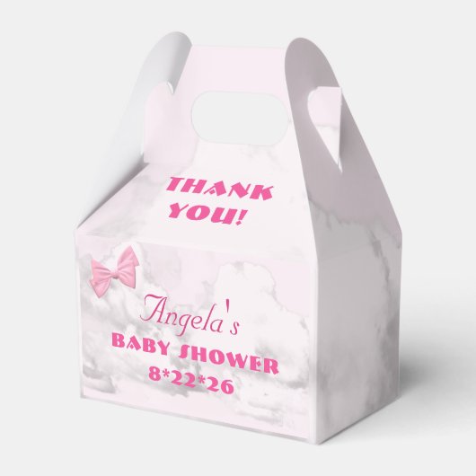 Pink Bows Baby Shower Personalized  フェイバーボックス (正面サイド)