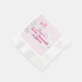 Pink Bows Baby Shower Personalized  縁ありカクテルナプキン (角)