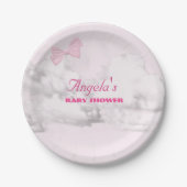 Pink Bows Baby Shower Personalized Paper Plate ペーパープレート (正面)
