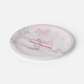 Pink Bows Baby Shower Personalized Paper Plate ペーパープレート (アングル)
