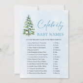 Pink Bows Christmas Tree Celebrity Baby Name Game 招待状 (正面)
