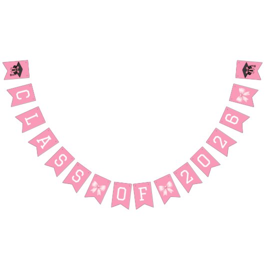 Pink Bows Class Of 2026 Graduation Party バンティングフラッグ (全)