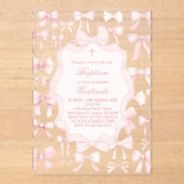 pink bows design Baptism Invitation アクリル招待状 (正面)