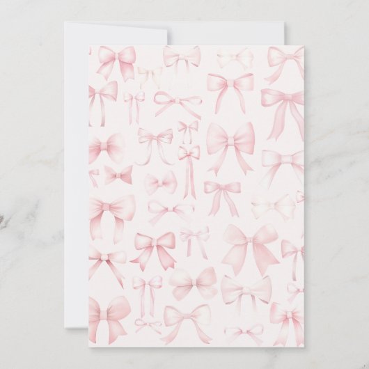 pink bows frame Baptism Invitation 招待状 (裏面)