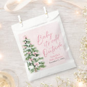 Pink Bows Girl Baby It's Cold Outside Baby Shower フェイバーバッグ (クリップ留めされた状態)