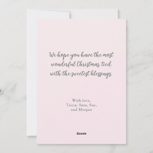 Pink Bows Merry Christmas Tree シーズンカード (裏面)