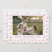 Pink Bows One Photo Valentine’s Day Card シーズンカード (正面)