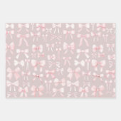 pink bows pattern ラッピングペーパーシート (正面3)