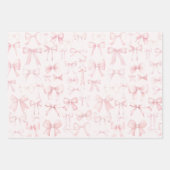 pink bows pattern ラッピングペーパーシート (正面2)