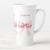 Pink bows script name カフェラテマグ (右)