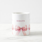 Pink bows script name コーヒーマグカップ (中央)