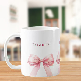 Pink bows script name コーヒーマグカップ
