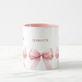 Pink bows script name マグカップ (中央)