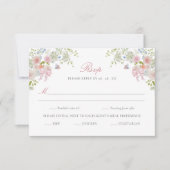 Pink Bows Wildflowers 出欠カード (正面)