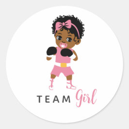 Pink Boxing Team Girl Sticker for Gender Reveal ラウンドシール