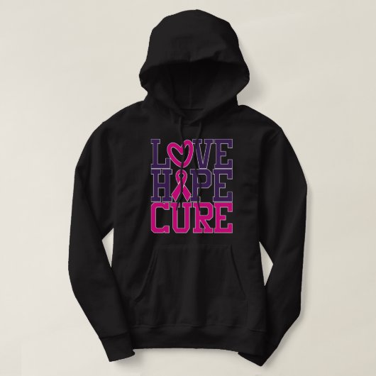 Pink Breast Cancer Awareness Love Hope Cure Heart  パーカ (デザイン正面)