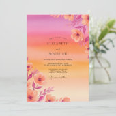 Pink Breathtaking Tropical Sunset Wedding 招待状 (スタンド正面)