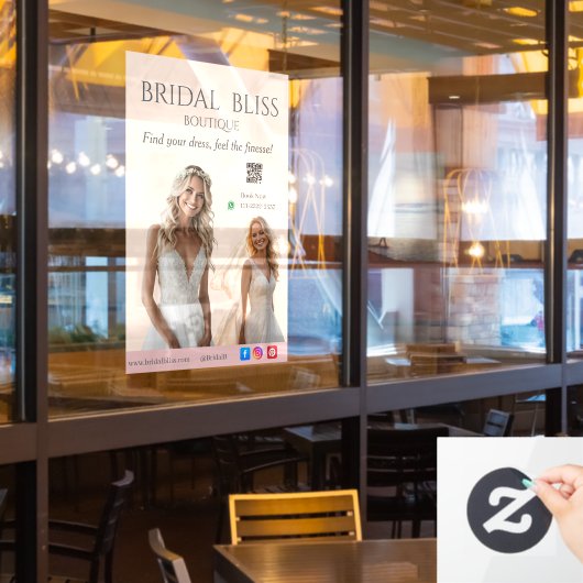 Pink Bridal Bliss Celebrate Love Happiness Wedding ウィンドウサイン (レストラン窓)