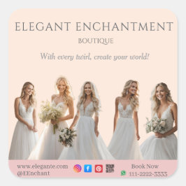 Pink Bridal Bliss Celebrate Love Happiness Wedding スクエアシール