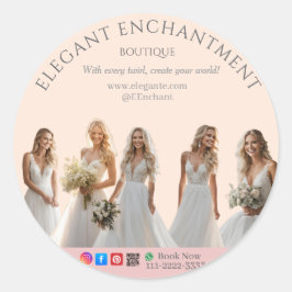 Pink Bridal Bliss Celebrate Love Happiness Wedding ラウンドシール