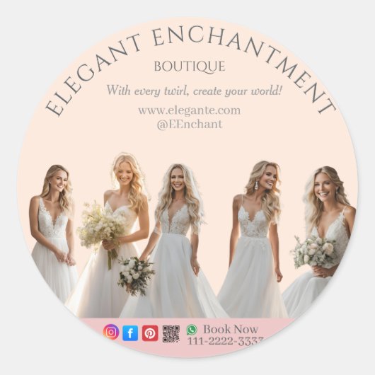 Pink Bridal Bliss Celebrate Love Happiness Wedding ラウンドシール (正面)