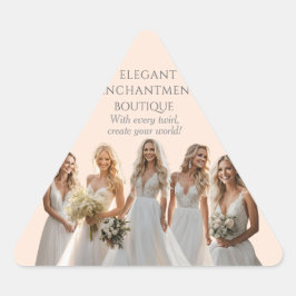 Pink Bridal Bliss Celebrate Love Happiness Wedding 三角形シール