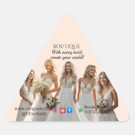 Pink Bridal Bliss Celebrate Love Happiness Wedding 三角形シール