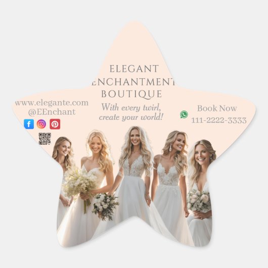 Pink Bridal Bliss Celebrate Love Happiness Wedding 星シール (正面)