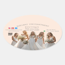 Pink Bridal Bliss Celebrate Love Happiness Wedding 楕円形シール