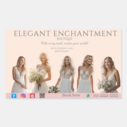 Pink Bridal Bliss Celebrate Love Happiness Wedding 長方形シール (正面)