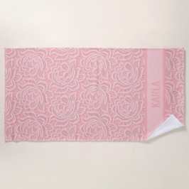 Pink Bridal Faux Lace Bachelorette ビーチタオル