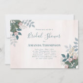 Pink Bridal Shower Elegant Floral Custom 招待状 (正面)